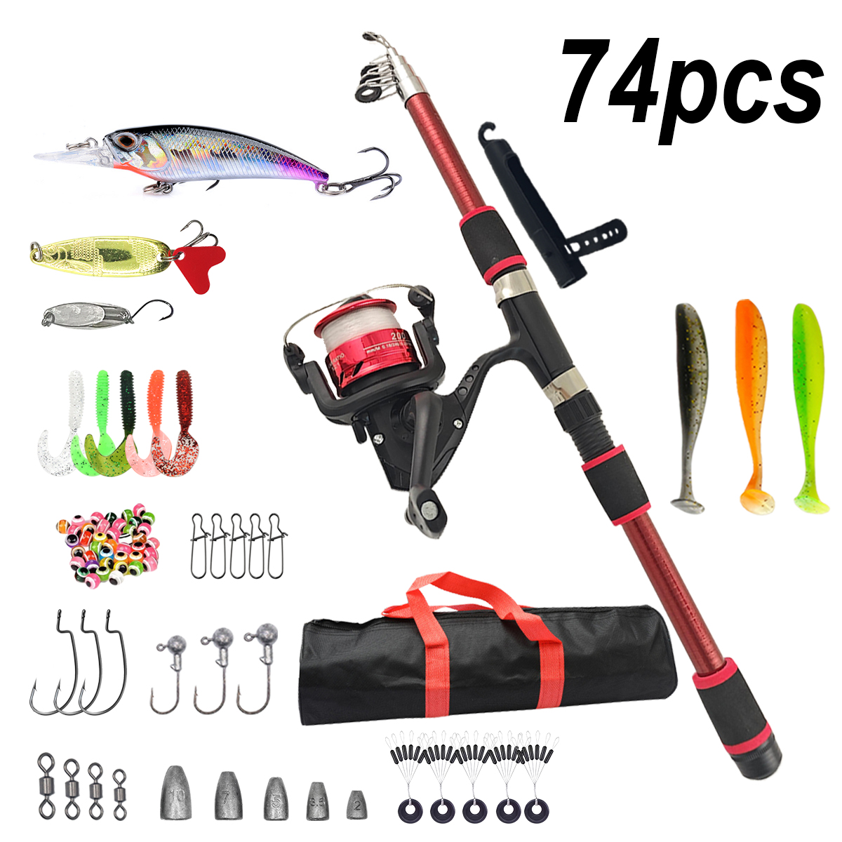 Fishing Pole Set Full Kits Wit - Fishing Line Spooler 评论和价格