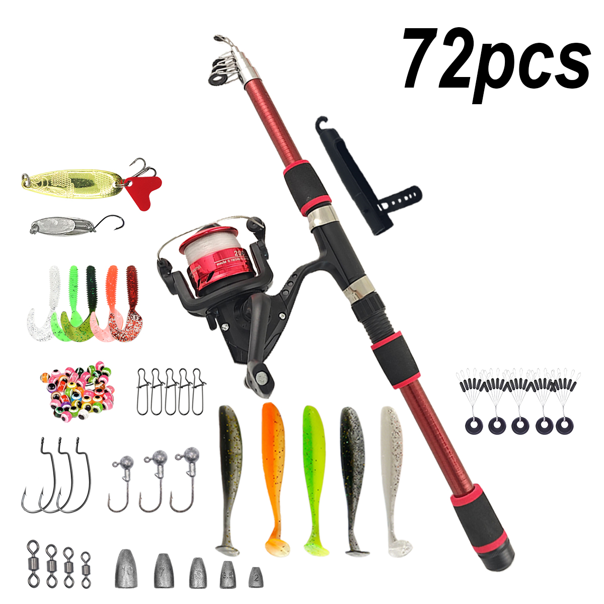 Fishing Pole Set Full Kits Wit - Fishing Line Spooler 评论和价格
